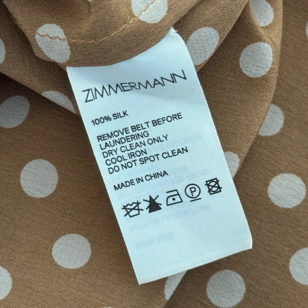 Zimmermann Brown Polka-Dot Silk Midi Dress – Size 1 (US 4) - Picture 13 of 14